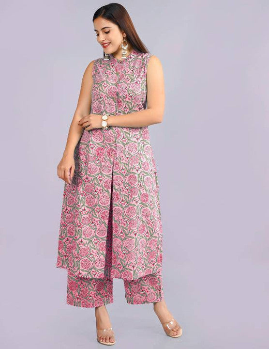 Rayon printed kurta palazzo set